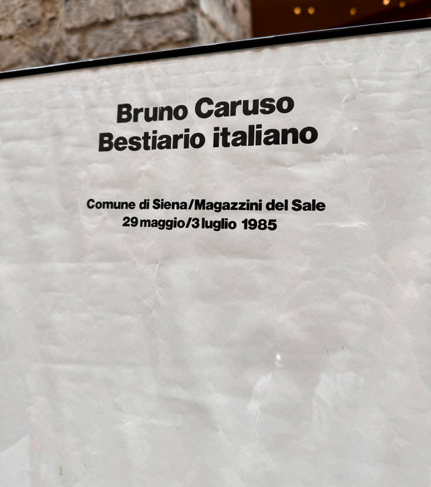 Bruno Caruso – “Bestiario Italiano - Magazzini del Sale Siena" – manifesto su carta - 1985
