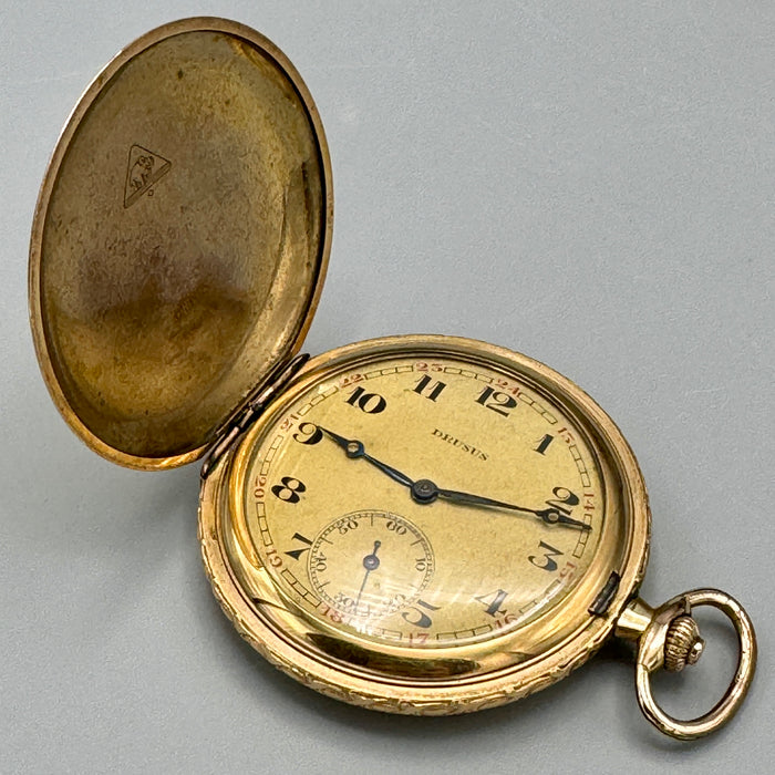 Drusus orologio da tasca placcato oro 51 mm Swiss 1930 ca