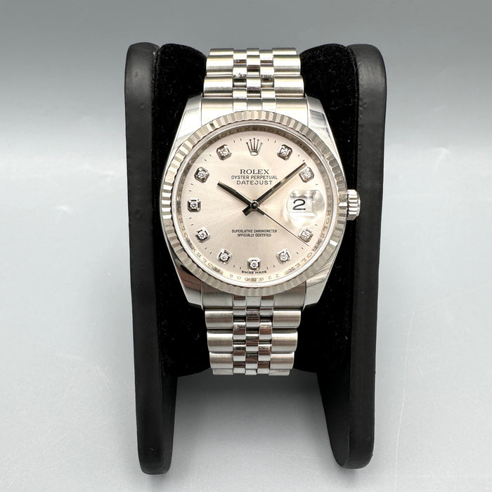 Rolex Datejust ref. 116234 orologio 36 mm acciaio quadrante diamanti full set Swiss 2007