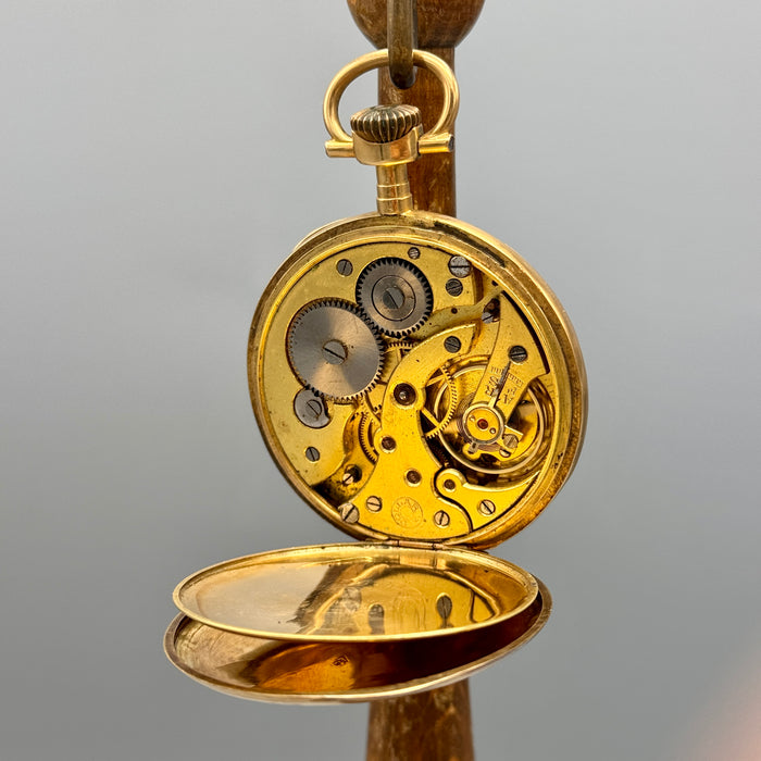 Elegante 24h num. arabi orologio tasca oro 18kt 46 mm Swiss 1910 ca