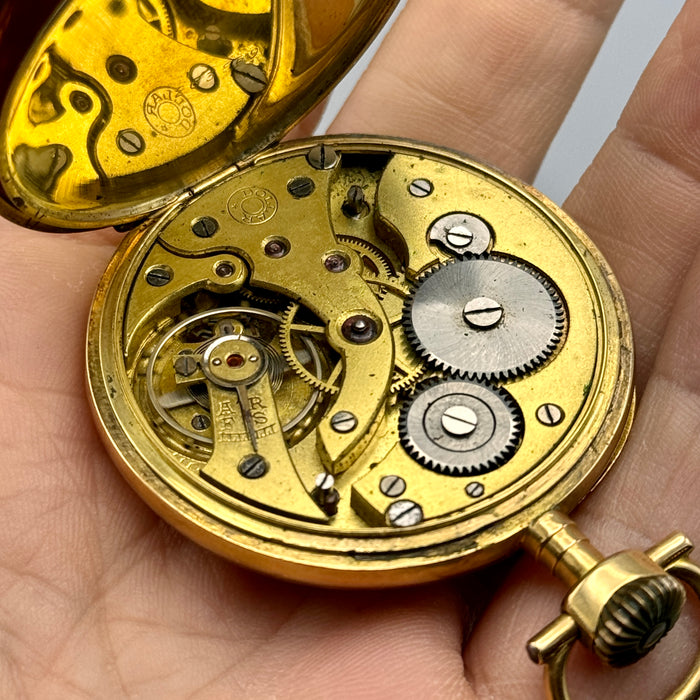 Elegante 24h num. arabi orologio tasca oro 18kt 46 mm Swiss 1910 ca