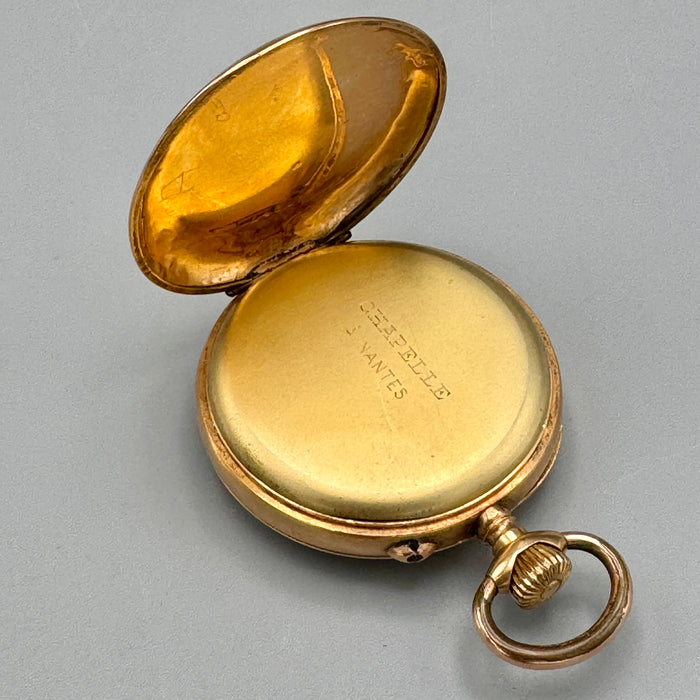 Elegante 24h num. romani orologio tasca oro 18kt 44 mm Swiss 1910 ca