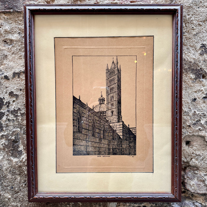 Luigi Scattina – “Duomo particolare (Siena)” – incisione su carta – 1931