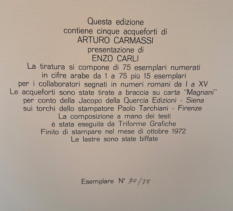 Arturo Carmassi – “Senza titolo (5)” – acquaforte su carta 30/75 – 1972