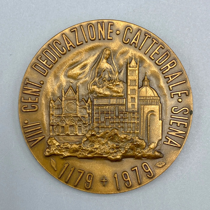 Medaglia bronzo Papa Alessandro III del Buracchini celebrativa degli 800 anni Cattedrale di Siena 1979