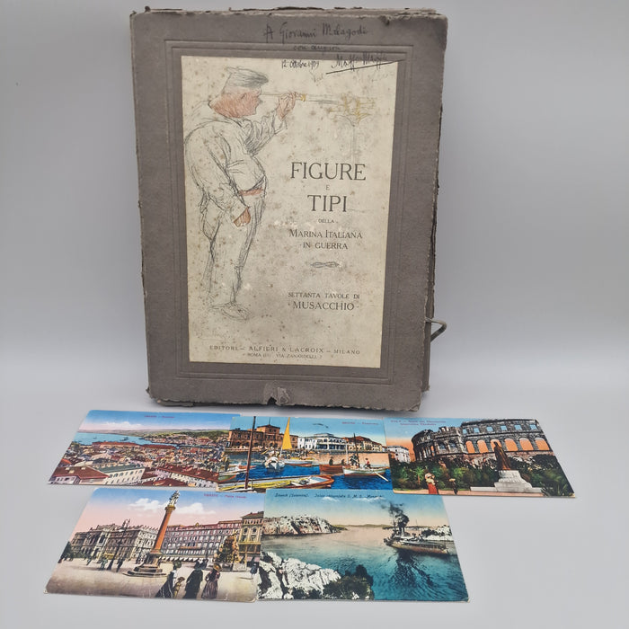 "Figure e Tipi della Marina Italiana in Guerra" libro con dedica a Giovanni Malagodi da Maffio Maffi 1920 circa