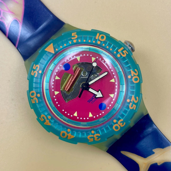 Swatch Scuba 200 "Happy Fish" SDN101 orologio quarzo 38 mm Swiss 1991