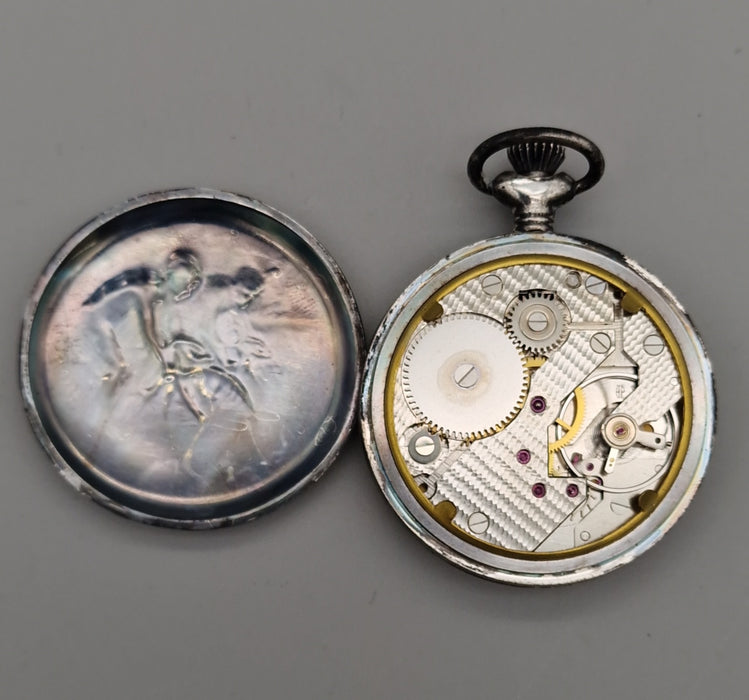 Pryngeps Ancre 17 Rubis orologio da tasca meccanico brunito lavorato Italia 1970 ca