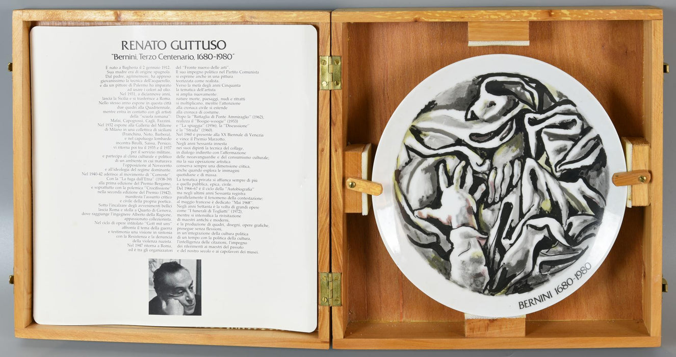 Renato Guttuso – “Piatto Terzo Centenario Commemorativo Bernini" – piatto in ceramica 96/500– 1980