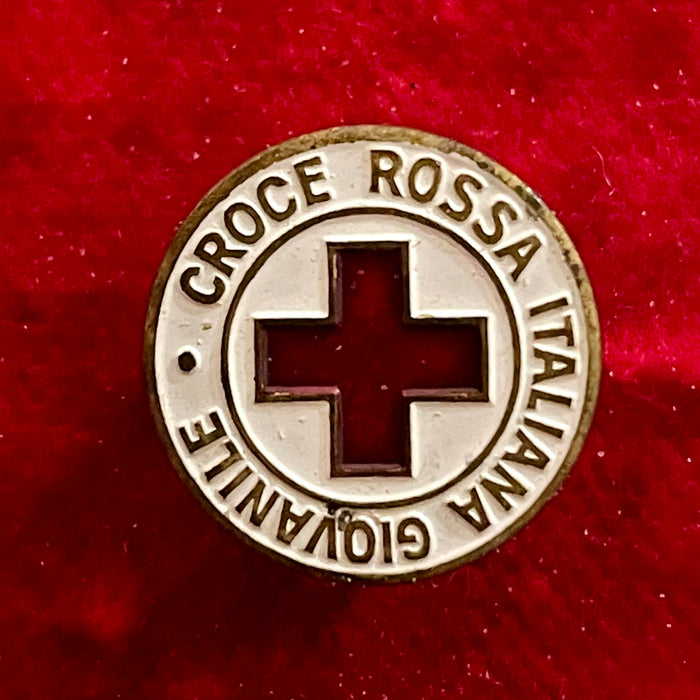 Distintivo Croce Rossa Italiana Giovanile smaltato Lorioli Milano 1950 ca
