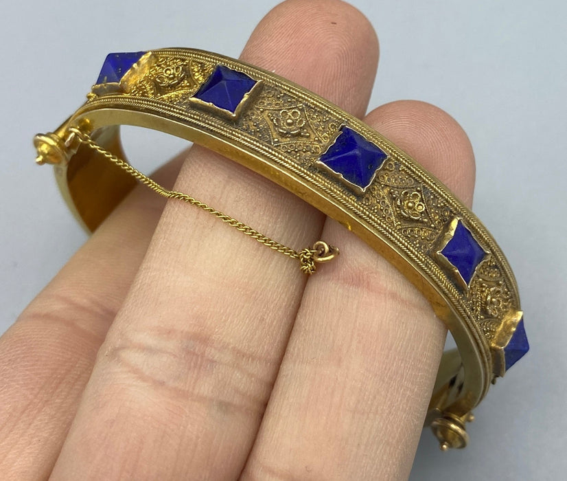 Bracciale oro microgranulazione e lapislazzuli attr. Castellani Roma inizio XIX sec