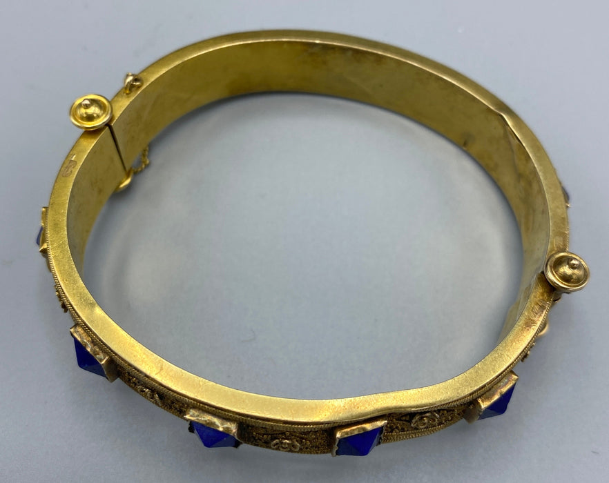 Bracciale oro microgranulazione e lapislazzuli attr. Castellani Roma inizio XIX sec