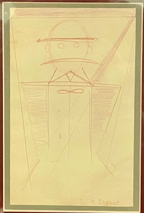 Fortunato Depero (attr.) - "Figura di uomo (attr.)" - matita rossa su carta - 1920 ca