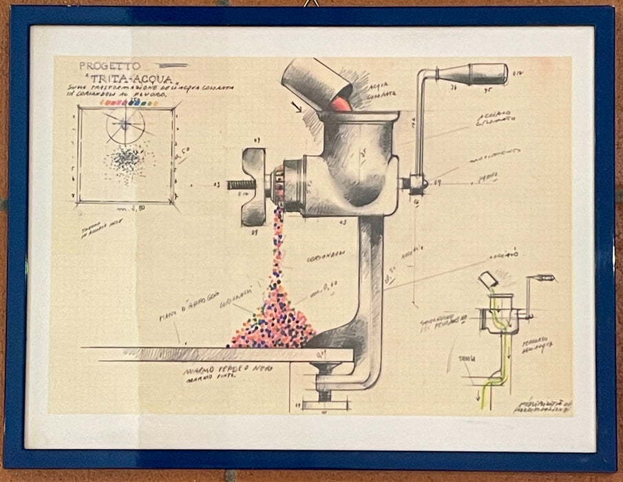 Fabrizio Plessi - "Progetto Trita-acqua" - litografia su carta - 1971