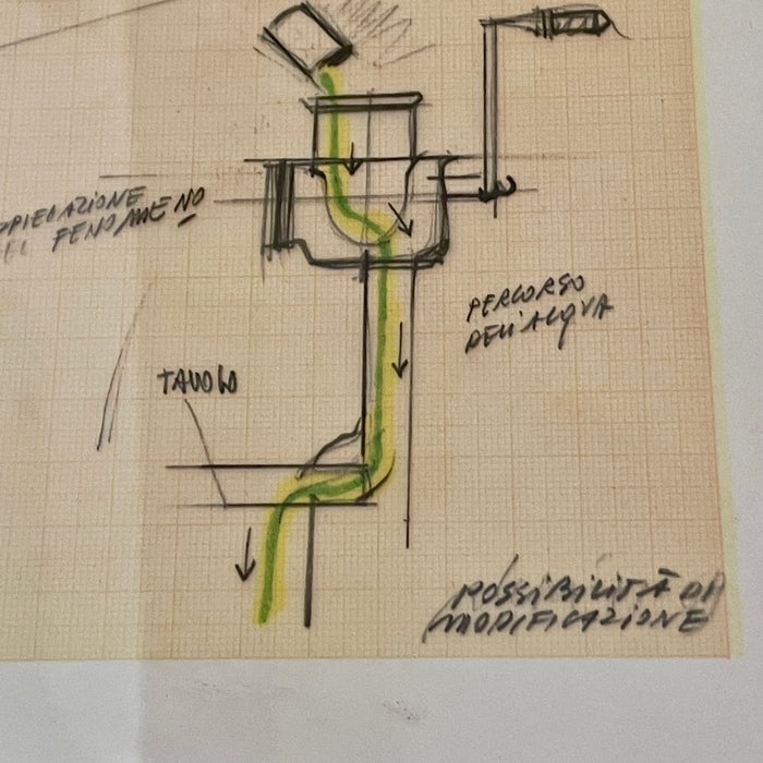 Fabrizio Plessi - "Progetto Trita-acqua" - litografia su carta - 1971