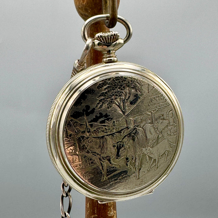 Wille Freres orologio da tasca acciaio 53 mm Swiss 1970 ca