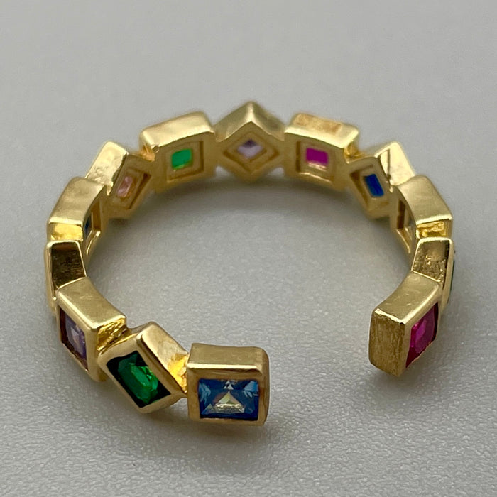 Anello eternity dorato bigiotteria con pietre colorate 2020 ca