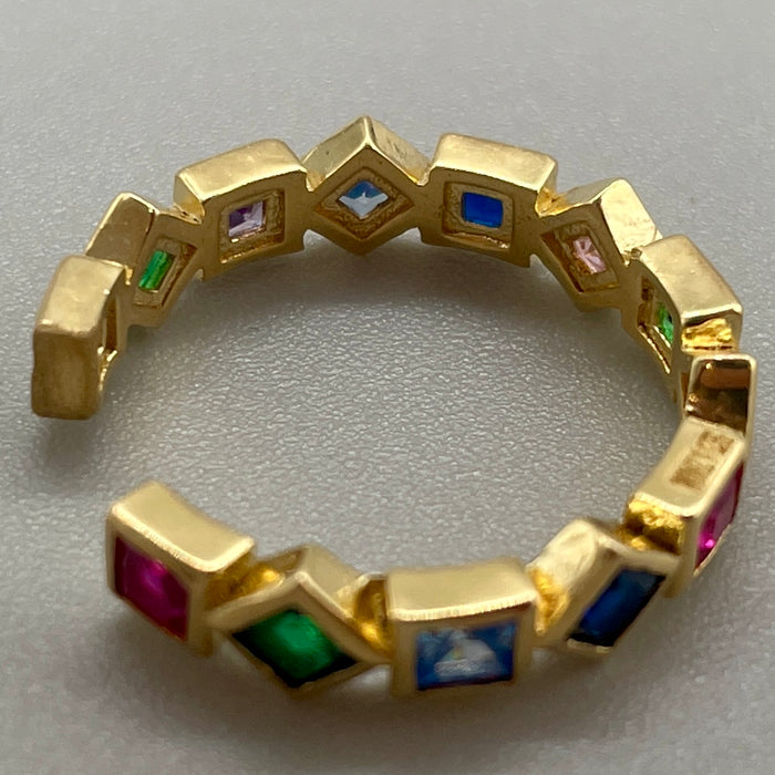 Anello eternity dorato bigiotteria con pietre colorate 2020 ca