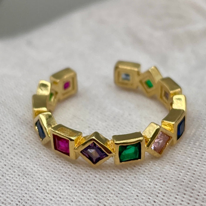 Anello eternity dorato bigiotteria con pietre colorate 2020 ca