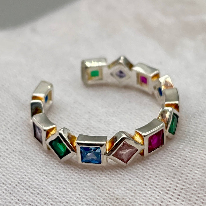 Anello eternity argentato bigiotteria con pietre colorate 2020 ca