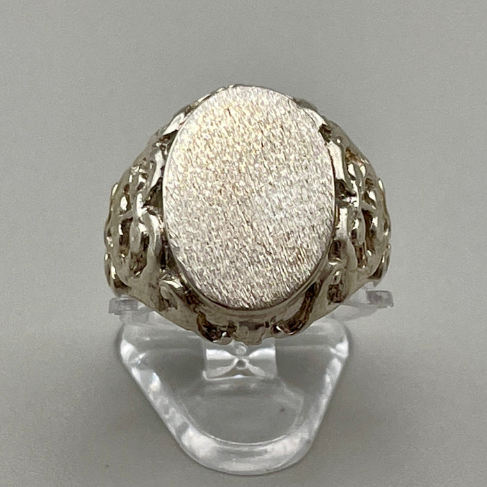 Anello sigillo ovale con decori in argento 925 anno 2020 ca