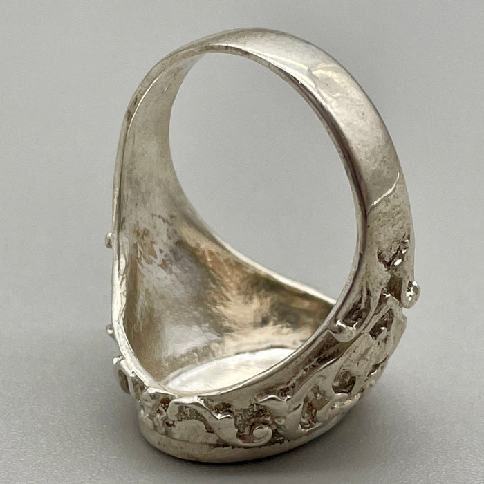 Anello sigillo ovale con decori in argento 925 anno 2020 ca