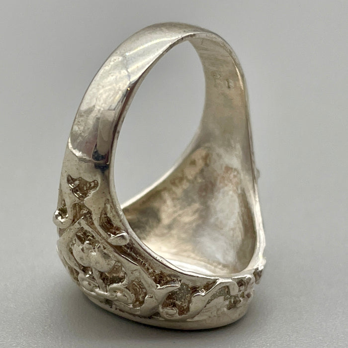 Anello sigillo ovale con decori in argento 925 anno 2020 ca