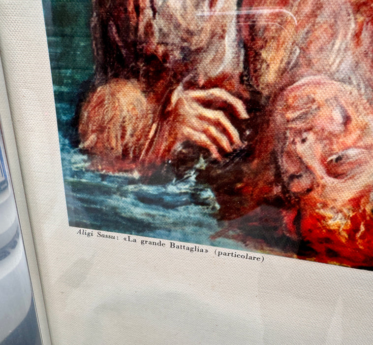 Aligi Sassu – “La grande battaglia" – manifesto su carta con firma – 1975
