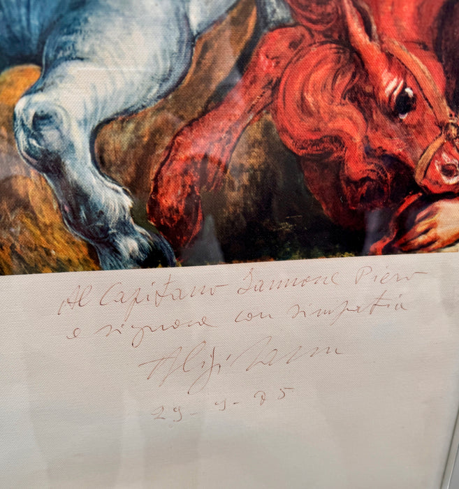 Aligi Sassu – “La grande battaglia" – manifesto su carta con firma – 1975