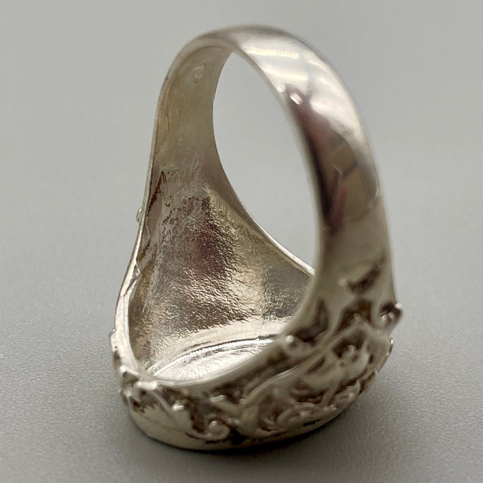 Anello sigillo ovale con decori in argento 925 anno 2020 ca