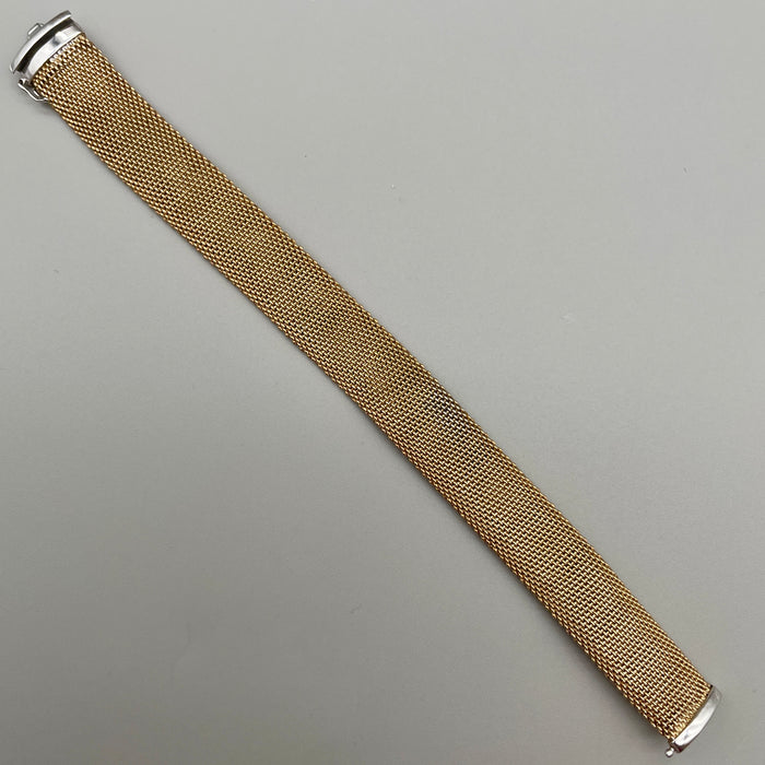 Bracciale maglie in acciaio dorato chiusura in argento 925 Italia 1990 ca