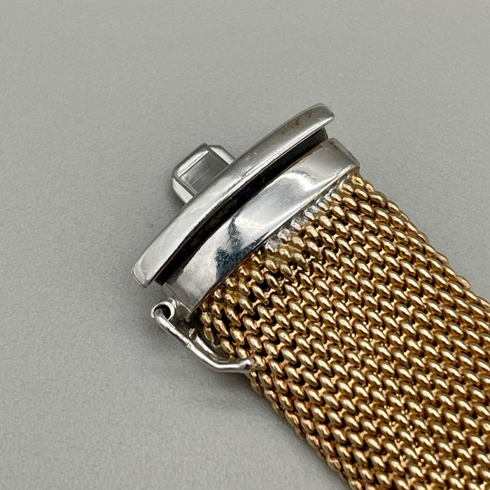 Bracciale maglie in acciaio dorato chiusura in argento 925 Italia 1990 ca