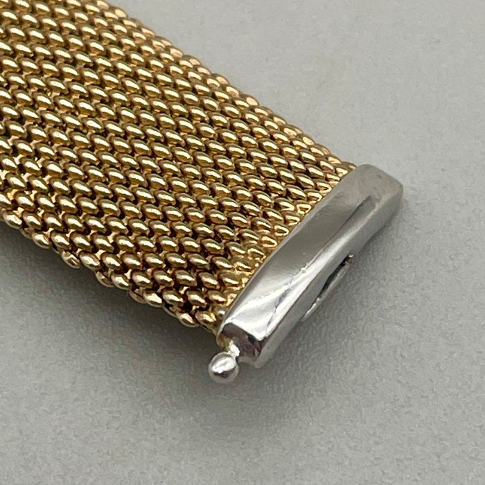Bracciale maglie in acciaio dorato chiusura in argento 925 Italia 1990 ca