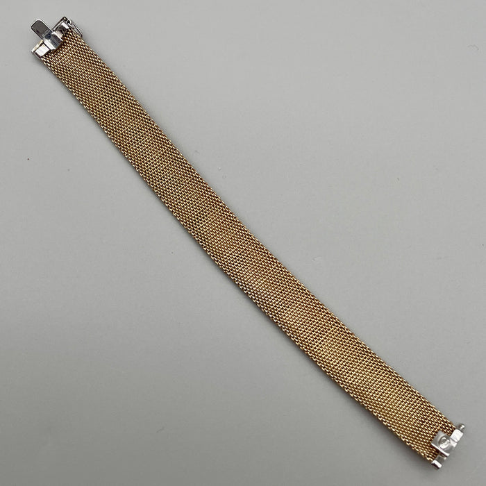 Bracciale maglie in acciaio dorato chiusura in argento 925 Italia 1990 ca