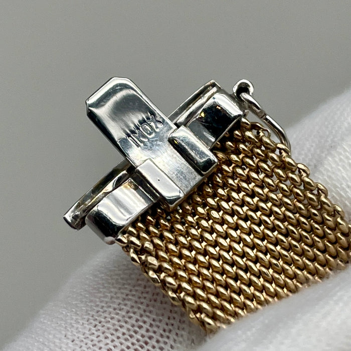 Bracciale maglie in acciaio dorato chiusura in argento 925 Italia 1990 ca