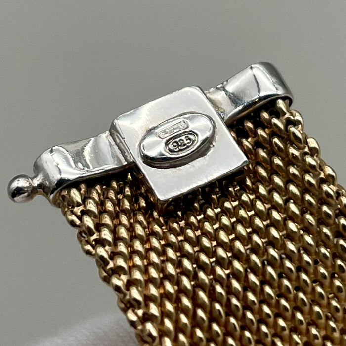 Bracciale maglie in acciaio dorato chiusura in argento 925 Italia 1990 ca