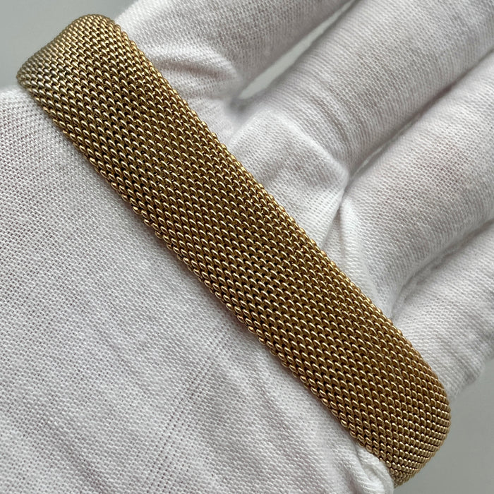 Bracciale maglie in acciaio dorato chiusura in argento 925 Italia 1990 ca