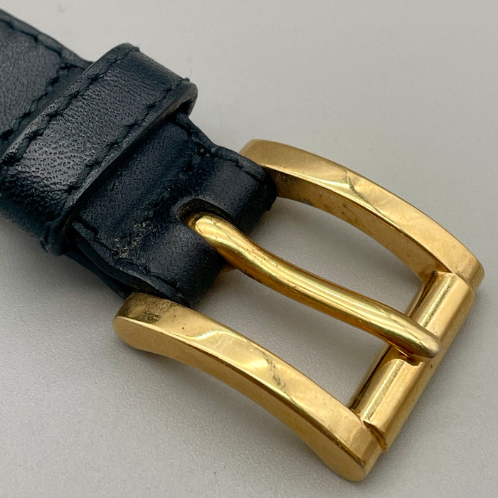 Bracciale Trussardi pelle nera e metalleria oro 1990 ca