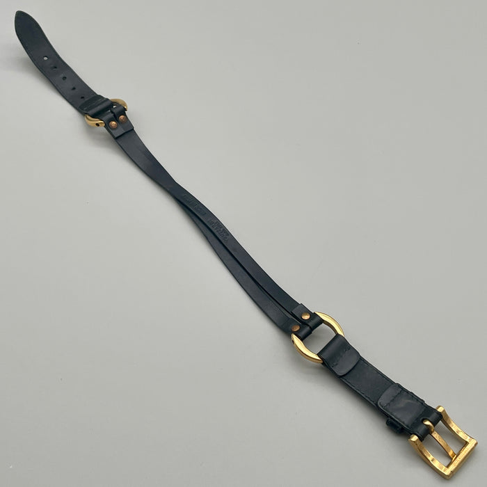 Bracciale Trussardi pelle nera e metalleria oro 1990 ca