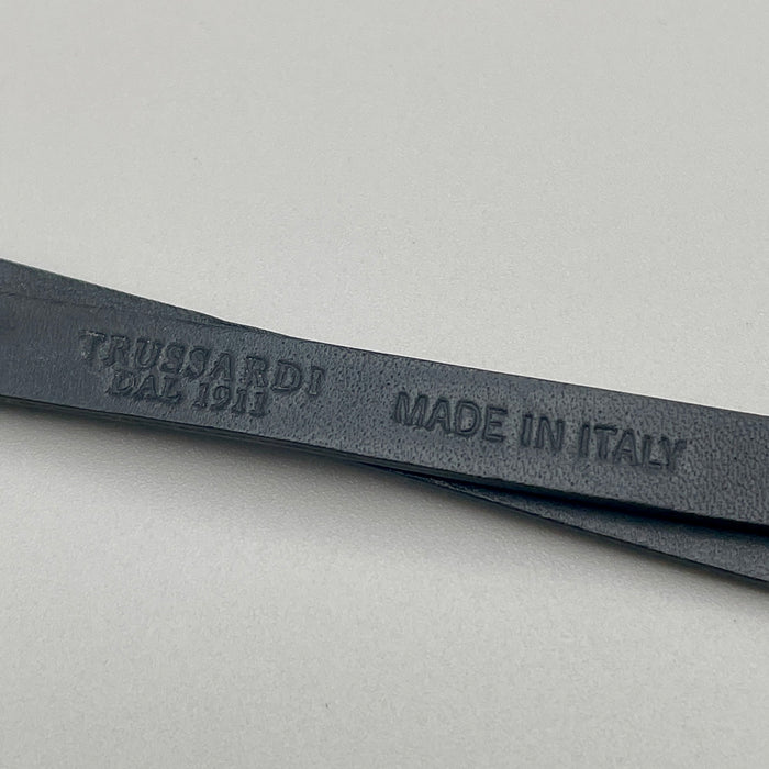 Bracciale Trussardi pelle nera e metalleria oro 1990 ca