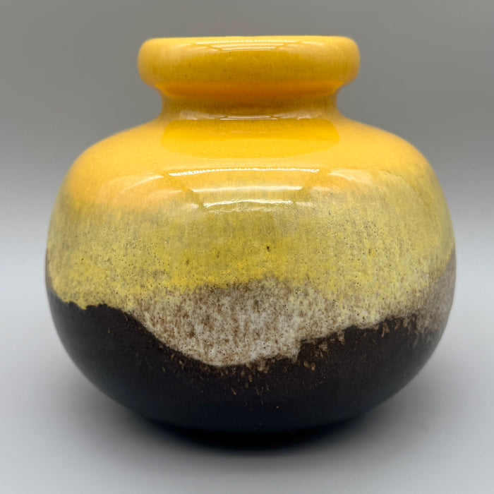 Vaso West Germany giallo e marrone design 1980 ca