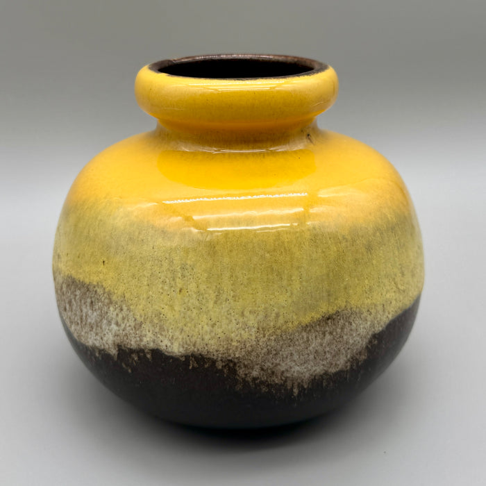 Vaso West Germany giallo e marrone design 1980 ca