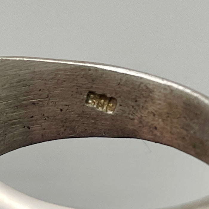 Anello sigillo quadrato argento 800 1950 ca