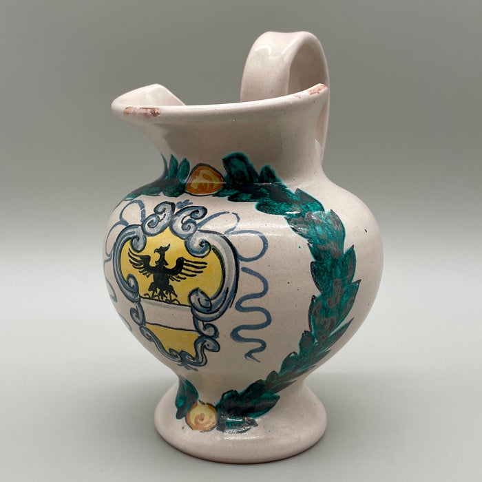 Brocca maiolica Aquila nobiliare Siena metà XX sec.