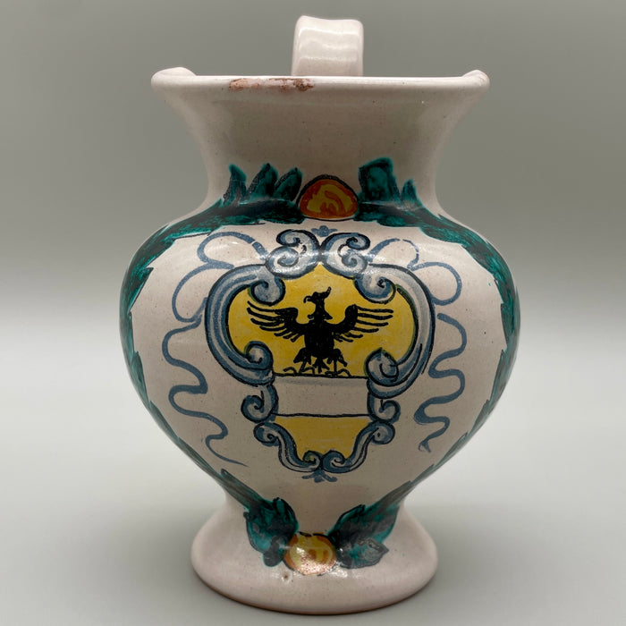 Brocca maiolica Aquila nobiliare Siena metà XX sec.