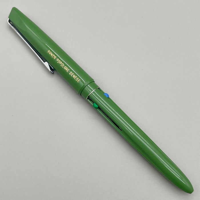 Penna sfera verde multicolore Banca Popolare Senese 1950 ca