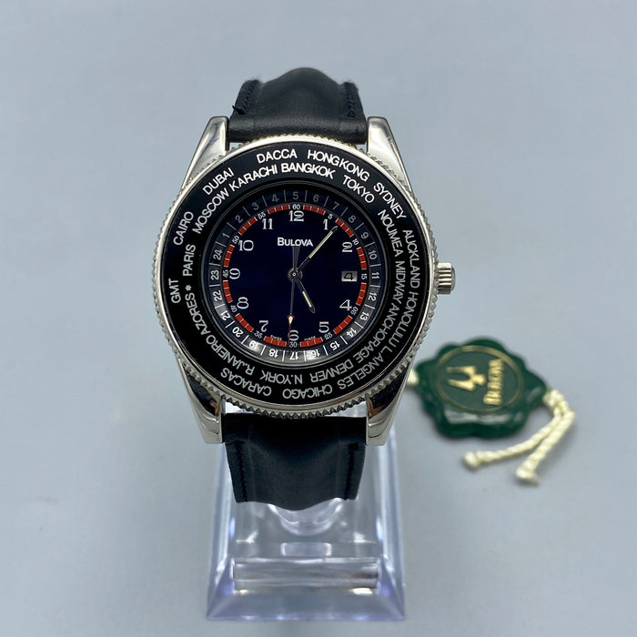Bulova Timemaster GMT Worldtimer ref. 13021 orologio quarzo acciaio 39 mm Swiss 1990 ca