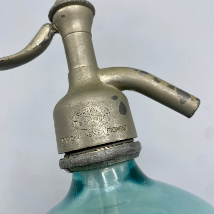 Bottiglia seltz vetro azzurro Birra Paszkowski Firenze 1926