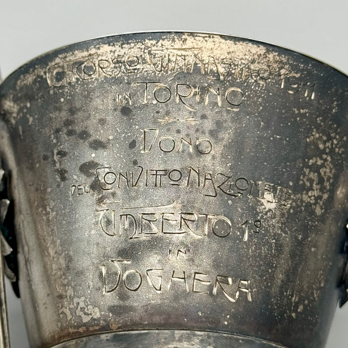 Coppa Concorso Ginnastico in Torino 1911 argentata premio Regno D'Italia Convitto Voghera
