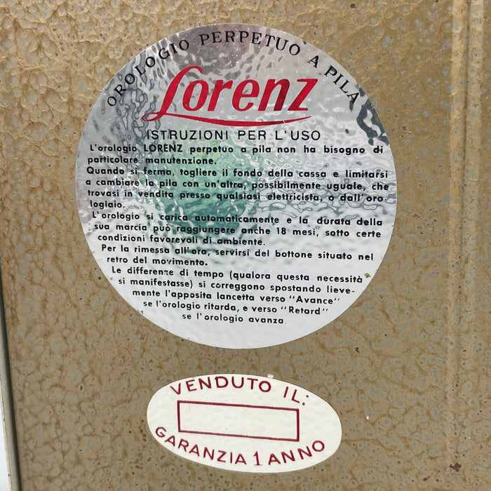 Lorenz Automatic Perpetua orologio da parete elettromeccanico metallo 1970 ca